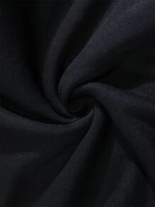 SHEIN EZwear Letter Graphic Kangaroo Pocket Drawstring Thermal Hoodie - Black - View 7