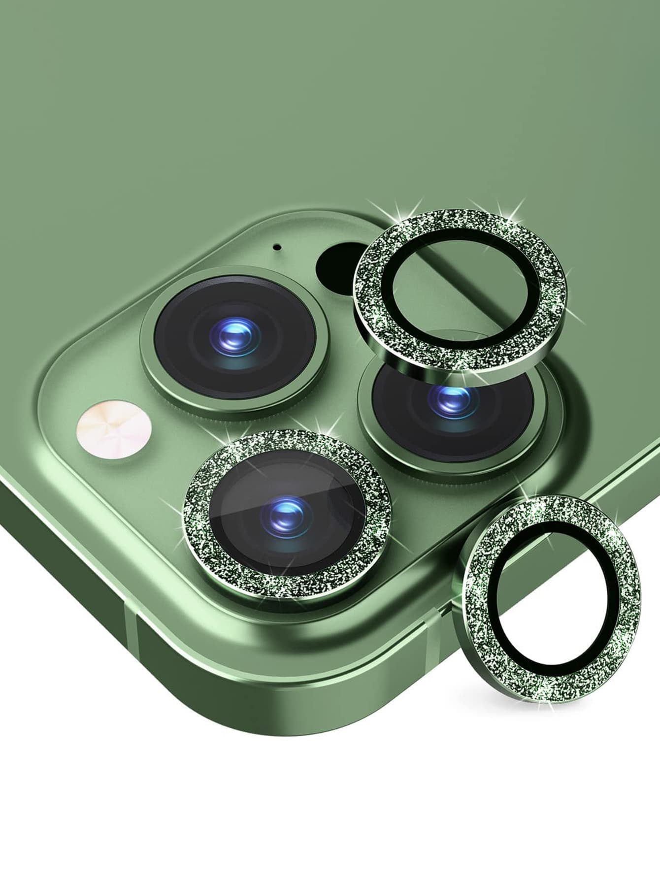 3入組閃光鏡頭保護膜相容於 iPhone 15/15Pro/15Plus/15Promax - 綠色 - 查看 1
