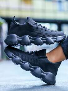 男孩針織細節前綁帶運動鞋