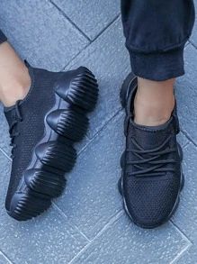 男孩針織細節前綁帶運動鞋