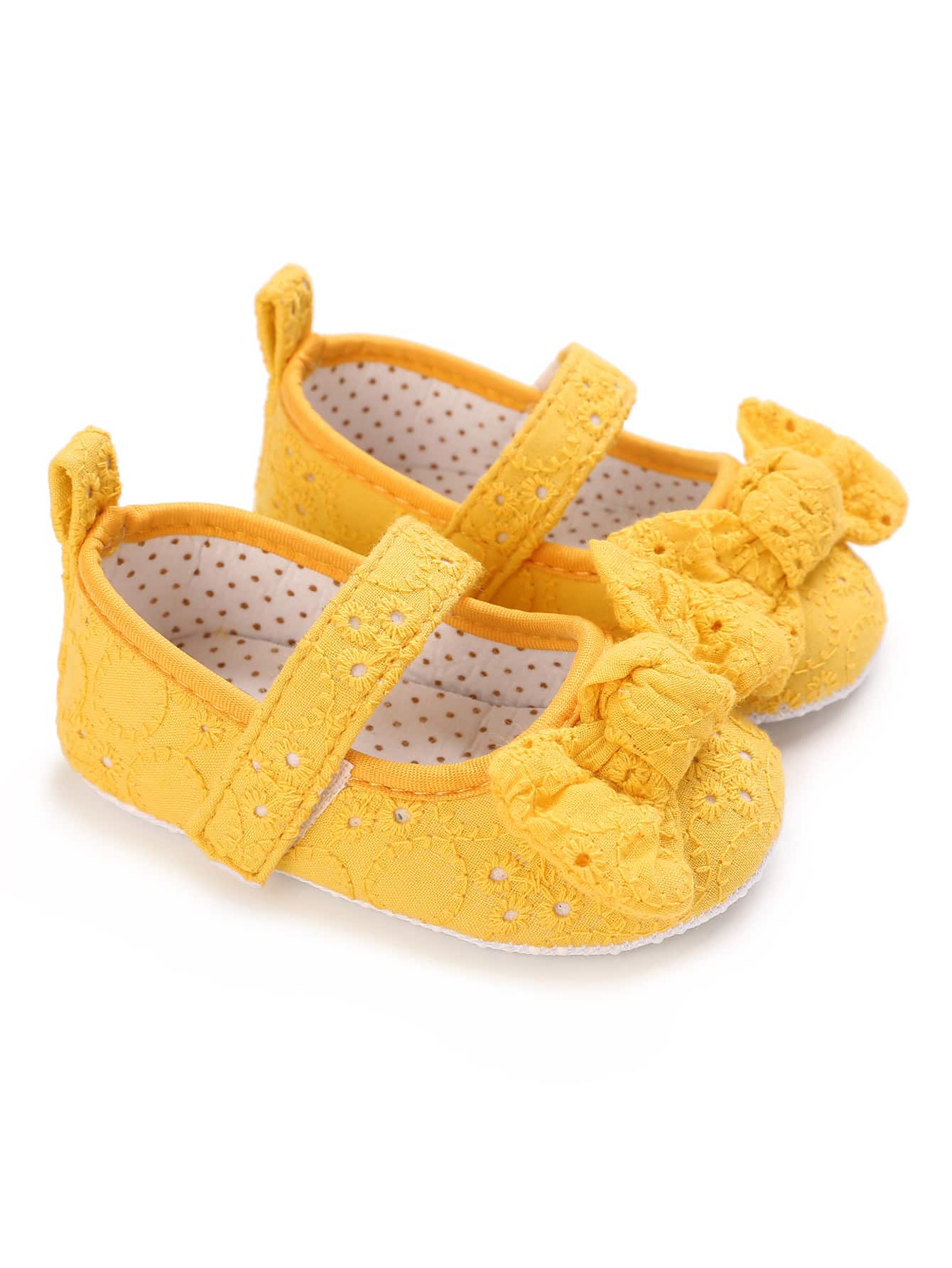 Baby Bow Decor Mary Jane Flats - Yellow - View 1
