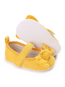 Baby Bow Decor Mary Jane Flats - Yellow - View 2