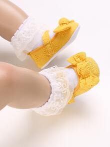 Baby Bow Decor Mary Jane Flats - Yellow - View 5
