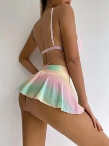 3入組漸層網紗無鋼圈內衣套裝 - 彩色 - 查看 2