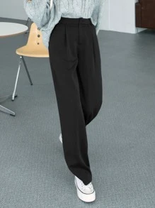 DAZY High Waist Straight Leg Trousers - Black - View 3