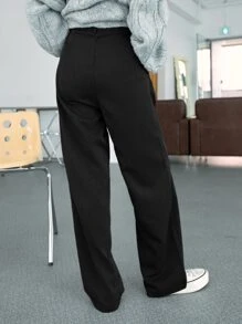 DAZY High Waist Straight Leg Trousers - Black - View 5