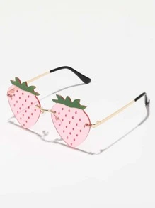 Hombres Gafas de moda fresa sin marco con Cuerda de gafas - Multicolor - Ver 3