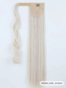24-Inch Long Straight Ponytail Hair Extensions, Brown Color, Heat-Resistant Synthetic Fiber, Suitable For Girls And Women For Daily Use - Beige - View 3