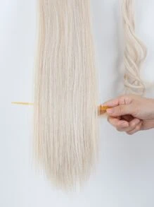 24-Inch Long Straight Ponytail Hair Extensions, Brown Color, Heat-Resistant Synthetic Fiber, Suitable For Girls And Women For Daily Use - Beige - View 4