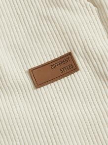 Manfinity Men Letter Patched Drawstring Waist Corduroy Trousers - Beige - View 4