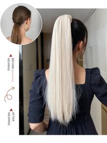 24-Inch Long Straight Ponytail Hair Extensions, Brown Color, Heat-Resistant Synthetic Fiber, Suitable For Girls And Women For Daily Use - Beige - View 6
