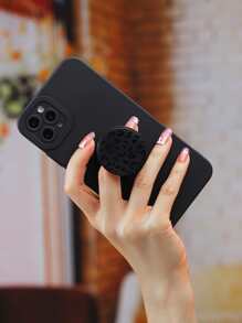 Plain Phone Case With Leopard Stand-out Phone Grip - Multicolor - View 2