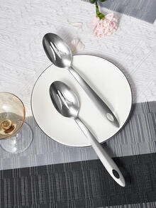 2 piezas Cuchara con abertura de acero inoxidable - Plateado - Ver 2