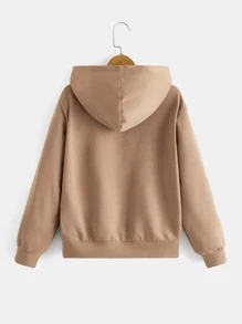 SHEIN Boys Bear Print Hoodie & Drawstring Waist Joggers - Multicolor - View 7