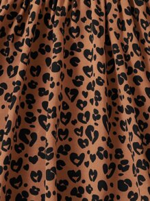 SHEIN Vestido informal para niña con bloque de color con estampado de leopardo de punto suave, con volantes y cintura ceñida - Multicolor - Ver 3