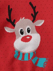 SHEIN Boys Christmas Elk Pattern Jumper - Red - View 4