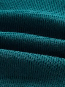 Manfinity Hombres Jersey de cuello alto tejido de canalé - Agua verde azul - Ver 2