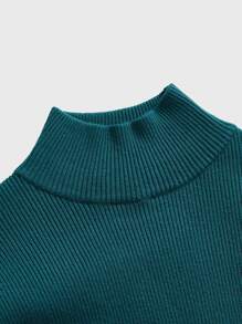 Manfinity Hombres Jersey de cuello alto tejido de canalé - Agua verde azul - Ver 3