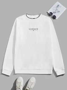 GENTILAND Men Letter Graphic Sweatshirt - White - View 1