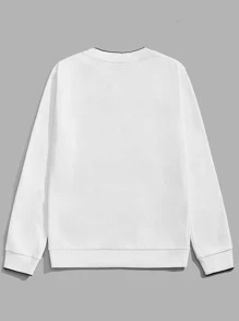 GENTILAND Men Letter Graphic Sweatshirt - White - View 2
