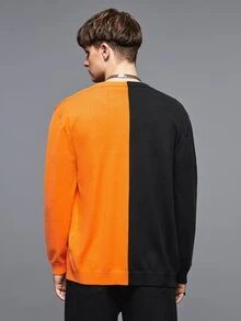 Manfinity Men Halloween Two Tone Expression Embroidery Cardigan - Multicolor - View 2