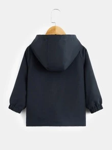 SHEIN 小男童翻蓋口袋毛絨內襯連帽外套