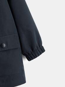 SHEIN 小男童翻蓋口袋毛絨內襯連帽外套