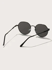 1pc Metal Frame Geometric Black Fashion Glasses , Suitable For Outfits, Travel, Summer Accessories, Sports Style, Driving, Festivals, Beach, Music Festivals, Vacations, Elegant Outfits, Street Style Accessories, Holiday Atmosphere, Sports, Parties, Outdoor Activities, Street Style, Fishing, Holidays, Vacations For Summer Beach Vacation,Outdoor,Travel - Grey - View 3