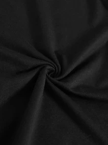 SHEIN Girls Reflective Slogan & Cartoon Graphic Tee - Black - View 3