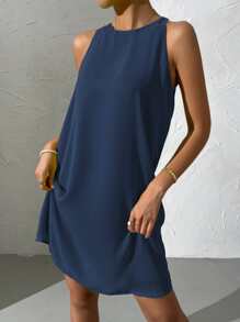 SHEIN Vestido Curto Feminino - Navy Blue - View 1