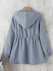 Niñas Abrigo con capucha de cintura con cordón - Azul - Ver 2
