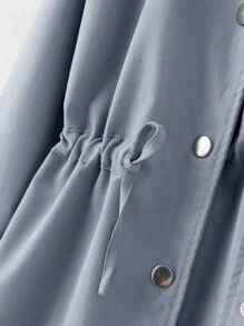 Niñas Abrigo con capucha de cintura con cordón - Azul - Ver 3