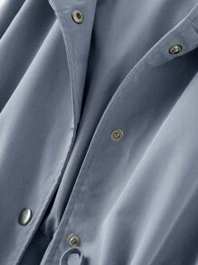 Niñas Abrigo con capucha de cintura con cordón - Azul - Ver 4