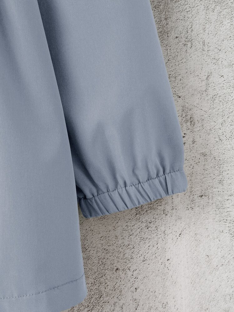 女孩腰部抽繩連帽外套 - 藍色 - 查看 6