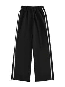 SHEIN Unity Quần thể thao nữ Chia Sọc bên Sọc - màu đen - Xem 2