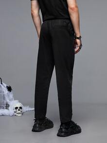 Manfinity RebelGame Men Skeleton Print Slant Pocket Trousers - Black - View 4