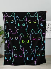 1pc Cartoon Cat Pattern Blanket, Cute Flannelette Throw Blanket, Soft Sleeping Blanket For Sofa, Bed