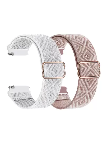 2Pcs/Set Stretchy Nylon Solo Loop Compatible With Samsung Galaxy Watch 6 5 4 40mm 44mm,Galaxy Watch 5 Pro Band 45mm/Watch 6 4 Classic Band 42mm 46mm 43mm 47mm/Active 2 Men Women,Soft Nylon Elastic Braided Strap For 20MM 22MM As A Gift For Students Returning To School