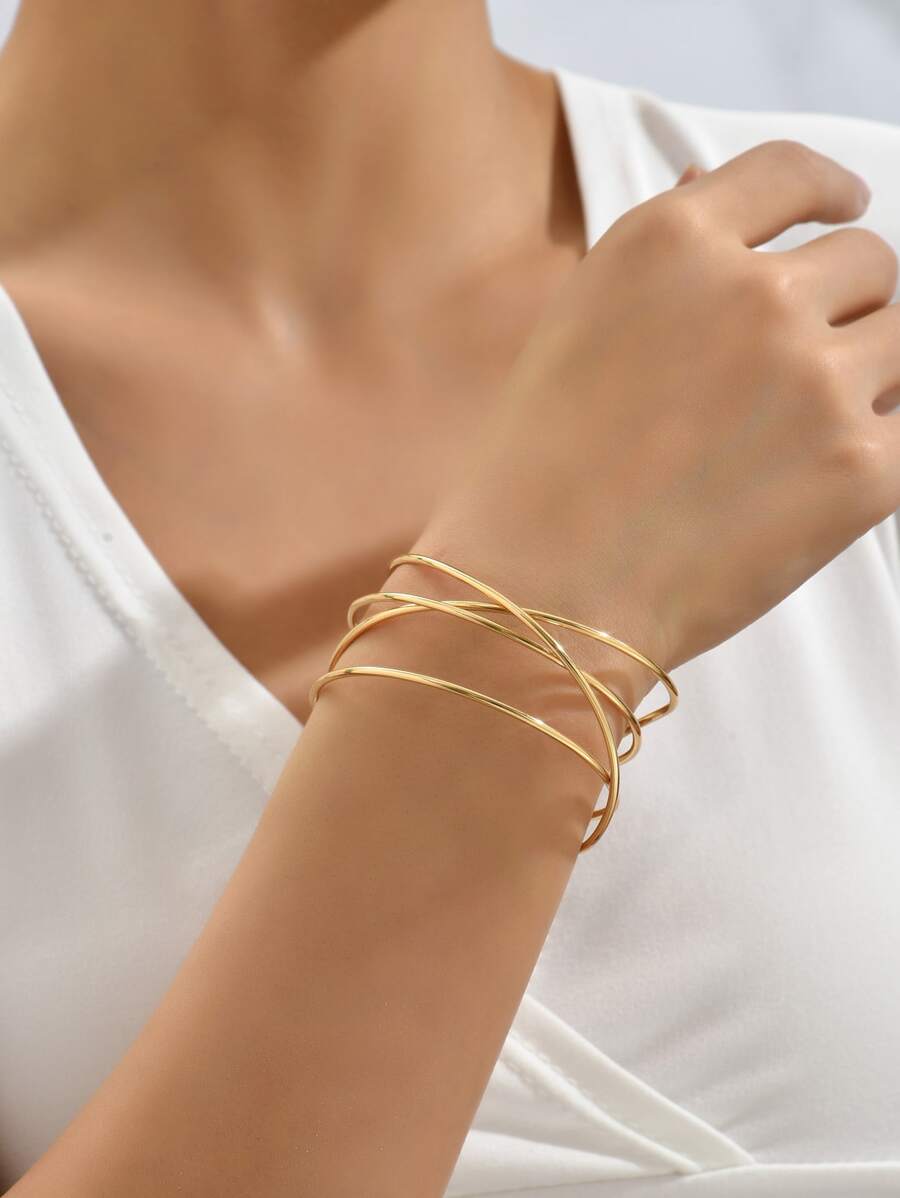Vòng tay Cuff tối giản - Vàng - Xem 1