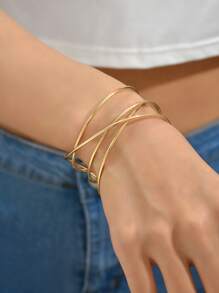 Vòng tay Cuff tối giản - Vàng - Xem 2