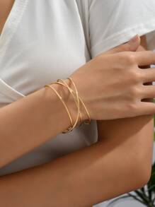 Vòng tay Cuff tối giản - Vàng - Xem 3