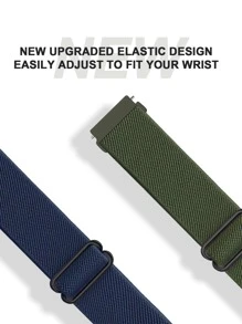 Bộ 2 dây đeo Solo Loop bằng nylon co giãn tương thích với Samsung Galaxy Watch 6 5 4 40mm 44mm, dây đeo Galaxy Watch 5 Pro 45mm/dây đeo Watch 6 4 Classic 42mm 46mm 43mm 47mm/Active 2 dành cho nam nữ, dây đeo bện bằng nylon mềm co giãn cho 20MM 22MM làm quà tặng cho học sinh trở lại trường - Màu xanh hải quân - Xem 3