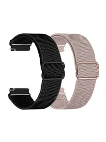 2 buc/set elastic din nylon Solo Loop compatibil cu Samsung Galaxy Watch 6 5 4 40mm 44mm, Galaxy Watch 5 Pro Band 45mm/Watch 6 4 Classic Band 42mm 46mm 43mm 47mm/Active 2 Bărbați Femei, Nailon moale împletit elastic curea cadou pentru studenți22MM20MM