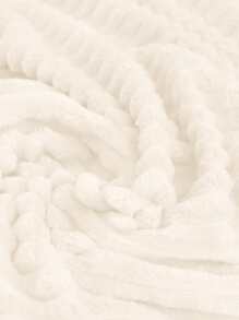 1入組素色絨球裝飾毯子 - 白色 - 查看 2