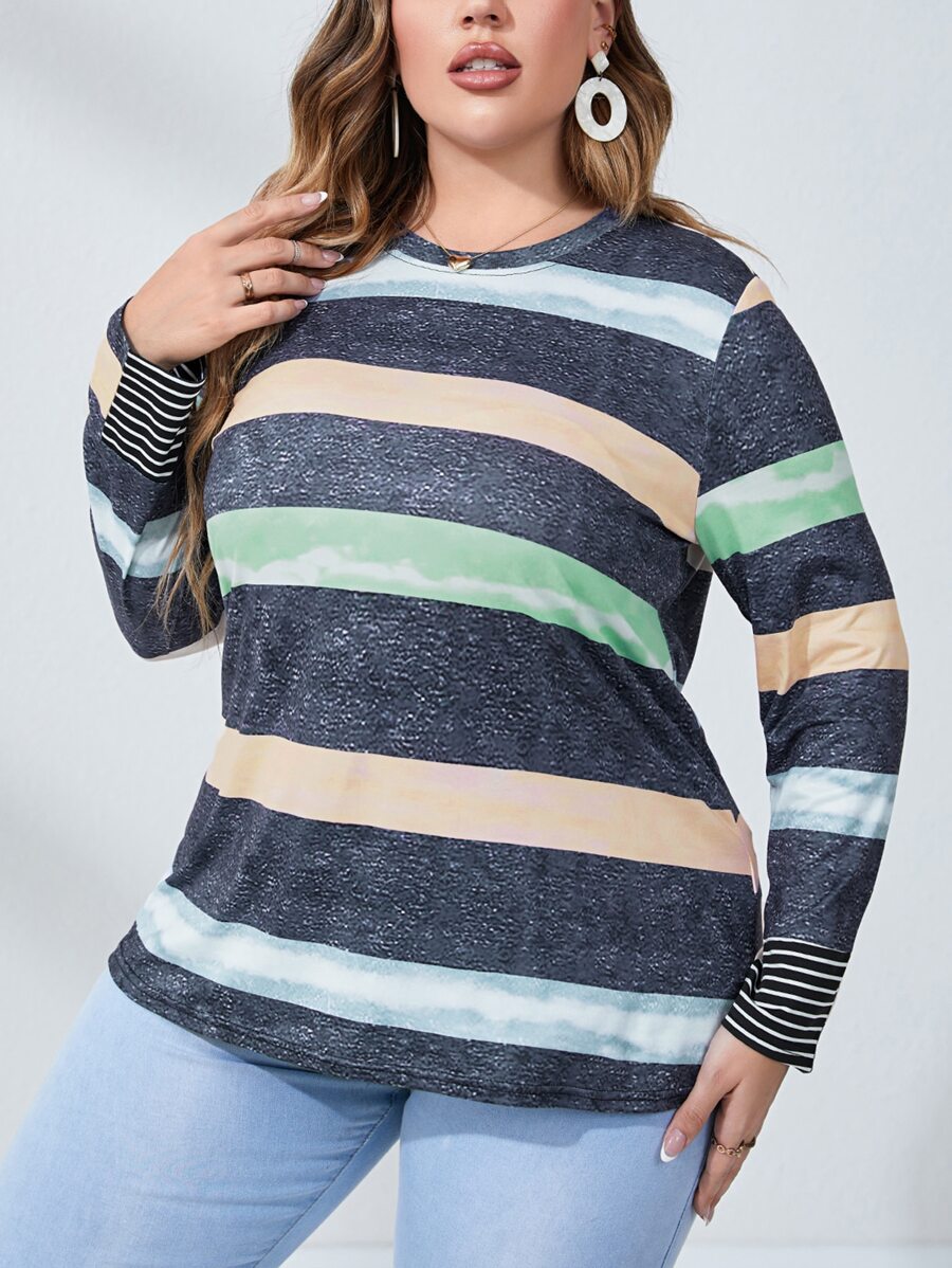 Mulvari Plus Block Striped Tee - Multicolor - View 1