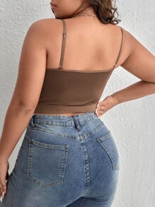 SHEIN SXY 大碼蕾絲拼接緊身吊帶 - 咖啡棕 - 查看 2