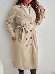 SHEIN LUNE Gabardina de doble botonadura