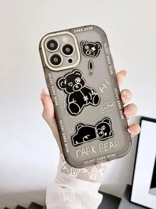 Cartoon Bear Print Phone Case - Multicolor - View 1