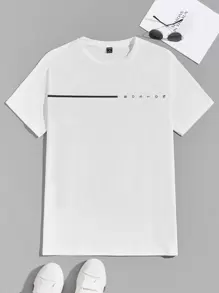 Manfinity VCAY Men T-Shirts Fit Crew Neck Short Sleeve Graphic Tee Letter Graphic Casual Simple Summer Polyester - White - View 1