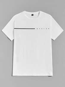 Manfinity VCAY Men T-Shirts Fit Crew Neck Short Sleeve Graphic Tee Letter Graphic Casual Simple Summer Polyester - White - View 3